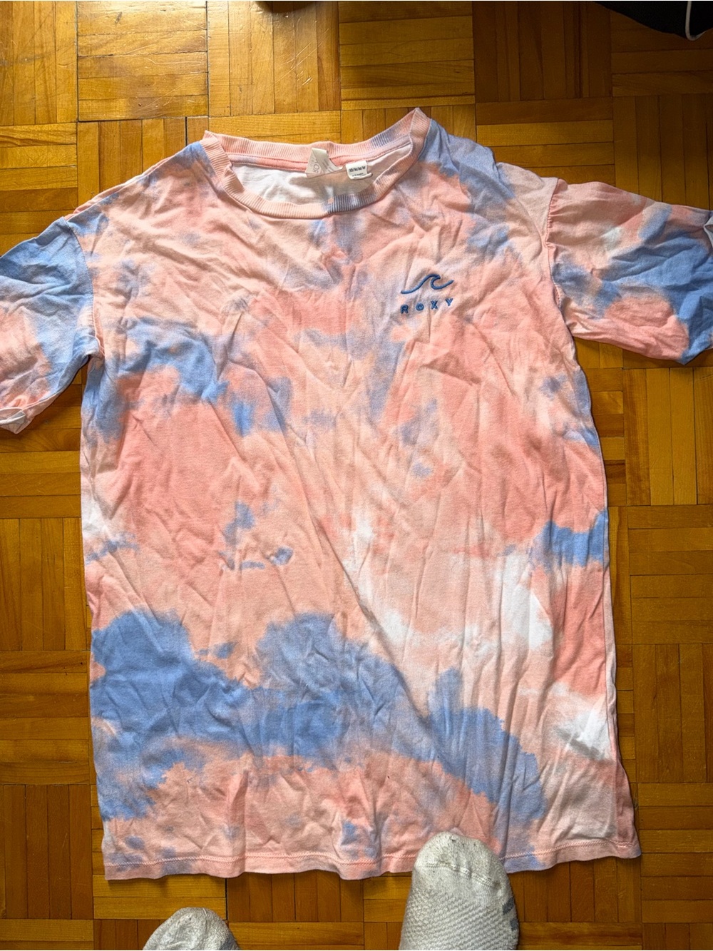 Roxy Tie-Dye Short Sleeve Tee in Pink & Blue